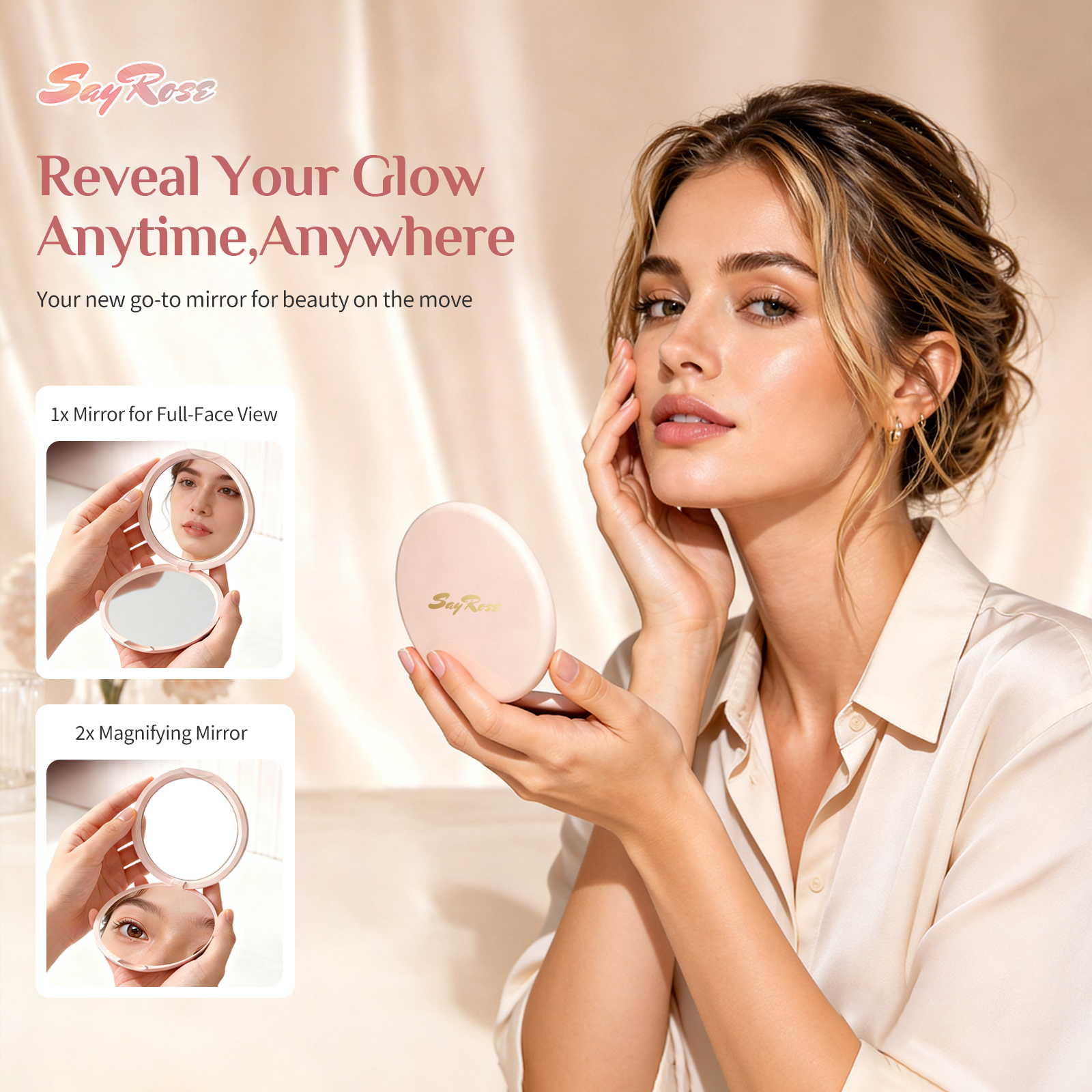SayRose Round Compact Double-Sided Mirror ZB-12