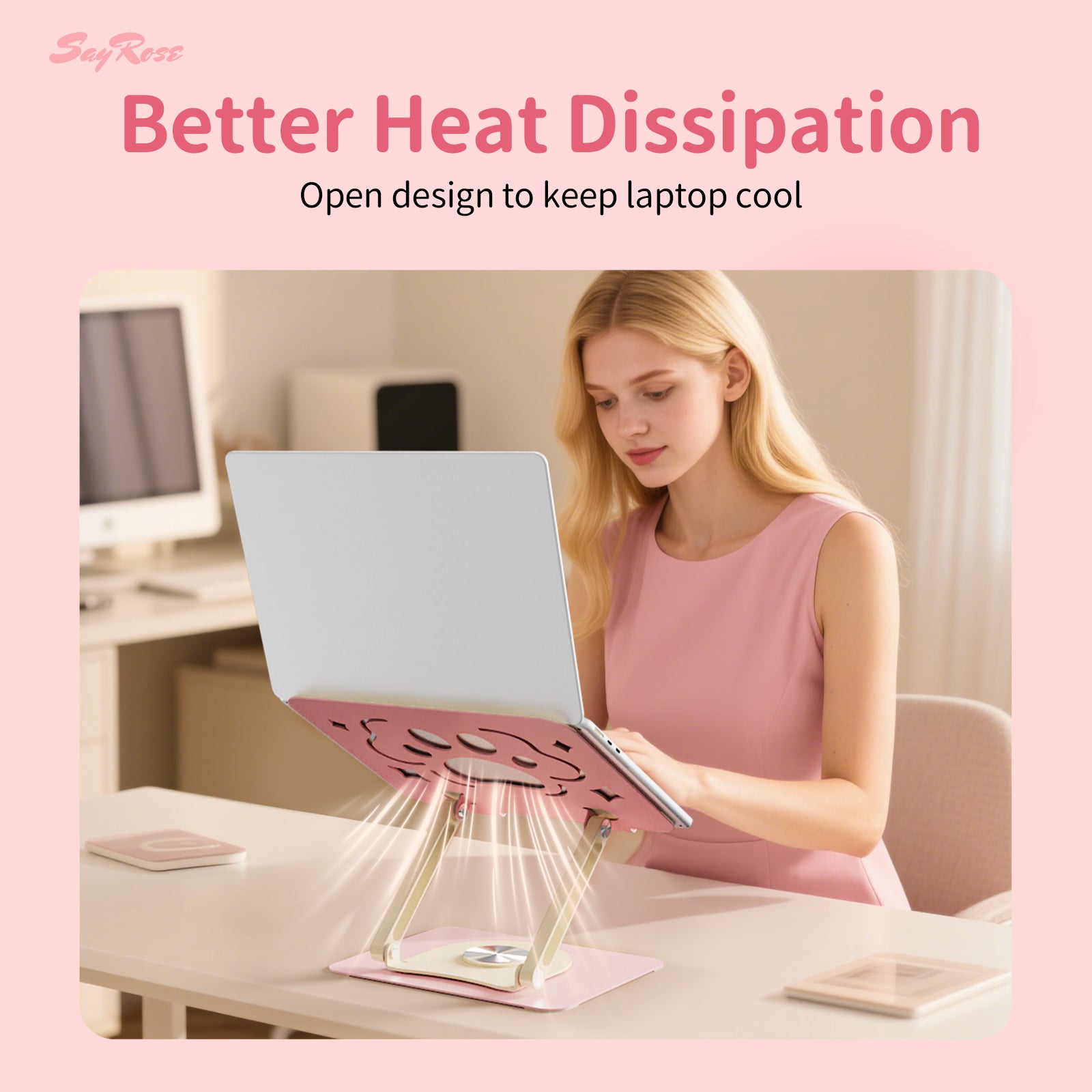 SayRose Cute Paws Adjustable Laptop Stand with 360 Rotating Base