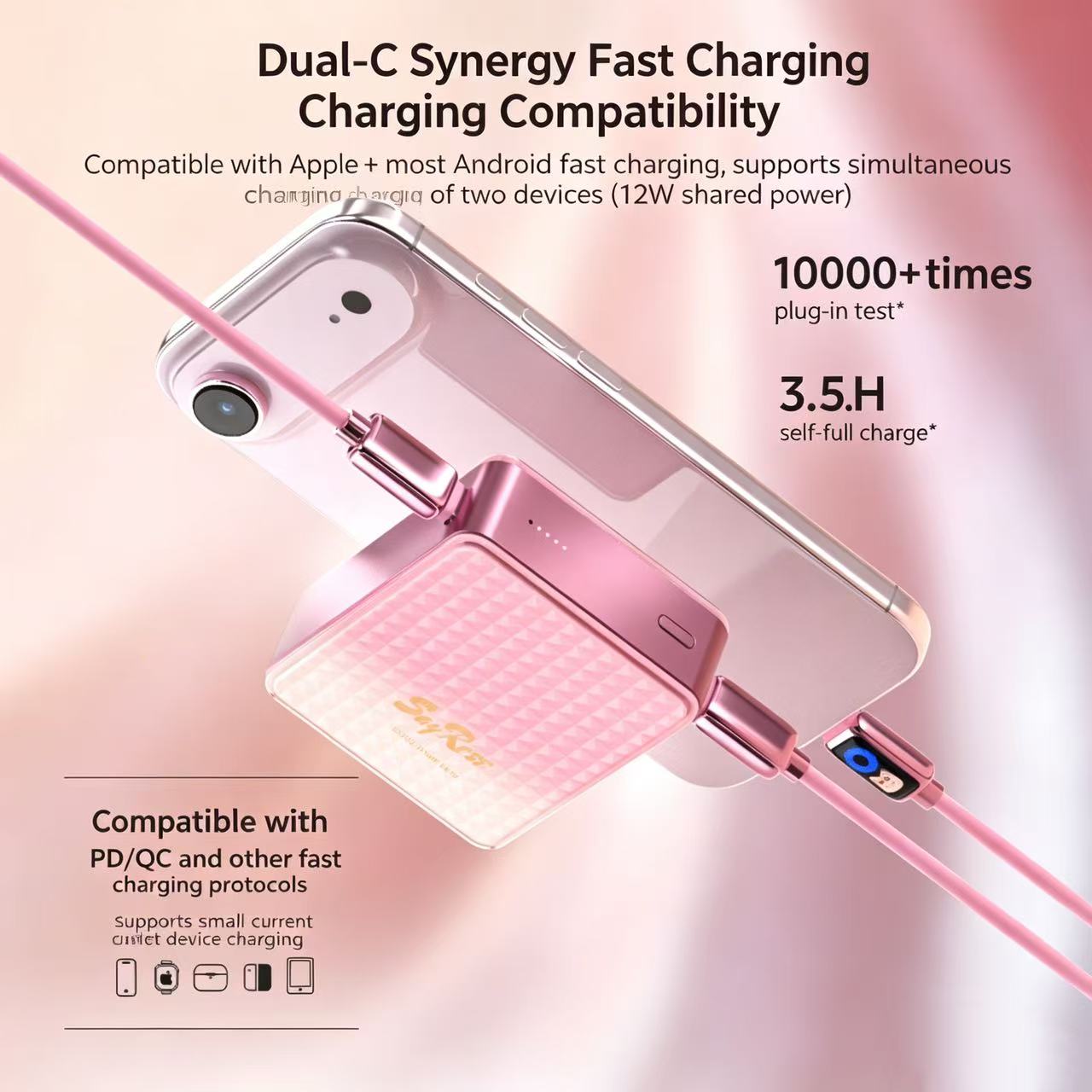 SayRose Crimson Glaze 10000mAh Wireless Power Bank YD-88