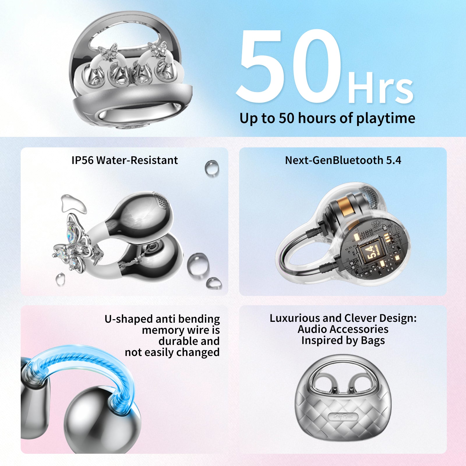 SayRose Crescent Diamond Quilted Wireless Earbuds RJ-65