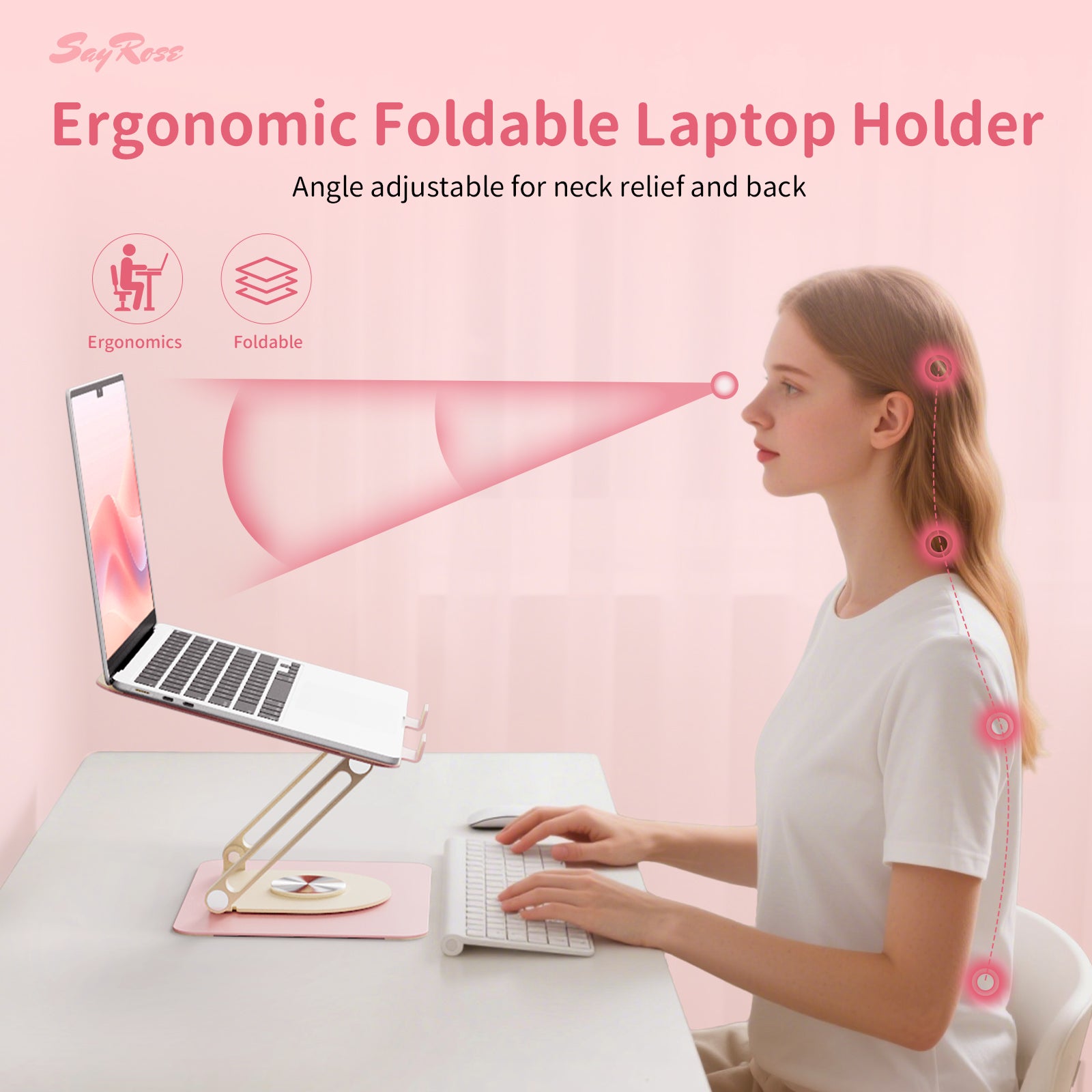 SayRose Cute Paws Adjustable Laptop Stand with 360 Rotating Base