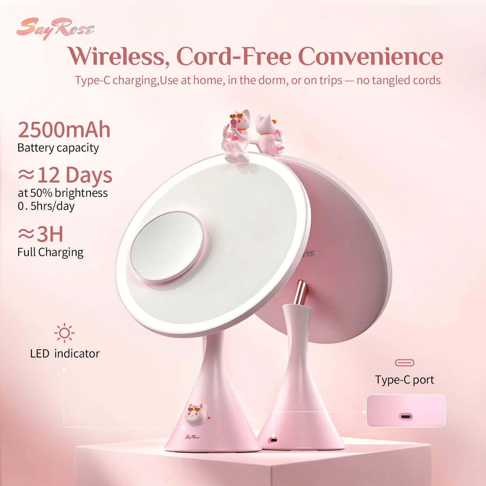 SayRose Rosy Glow Vanity Mirror ZB-77