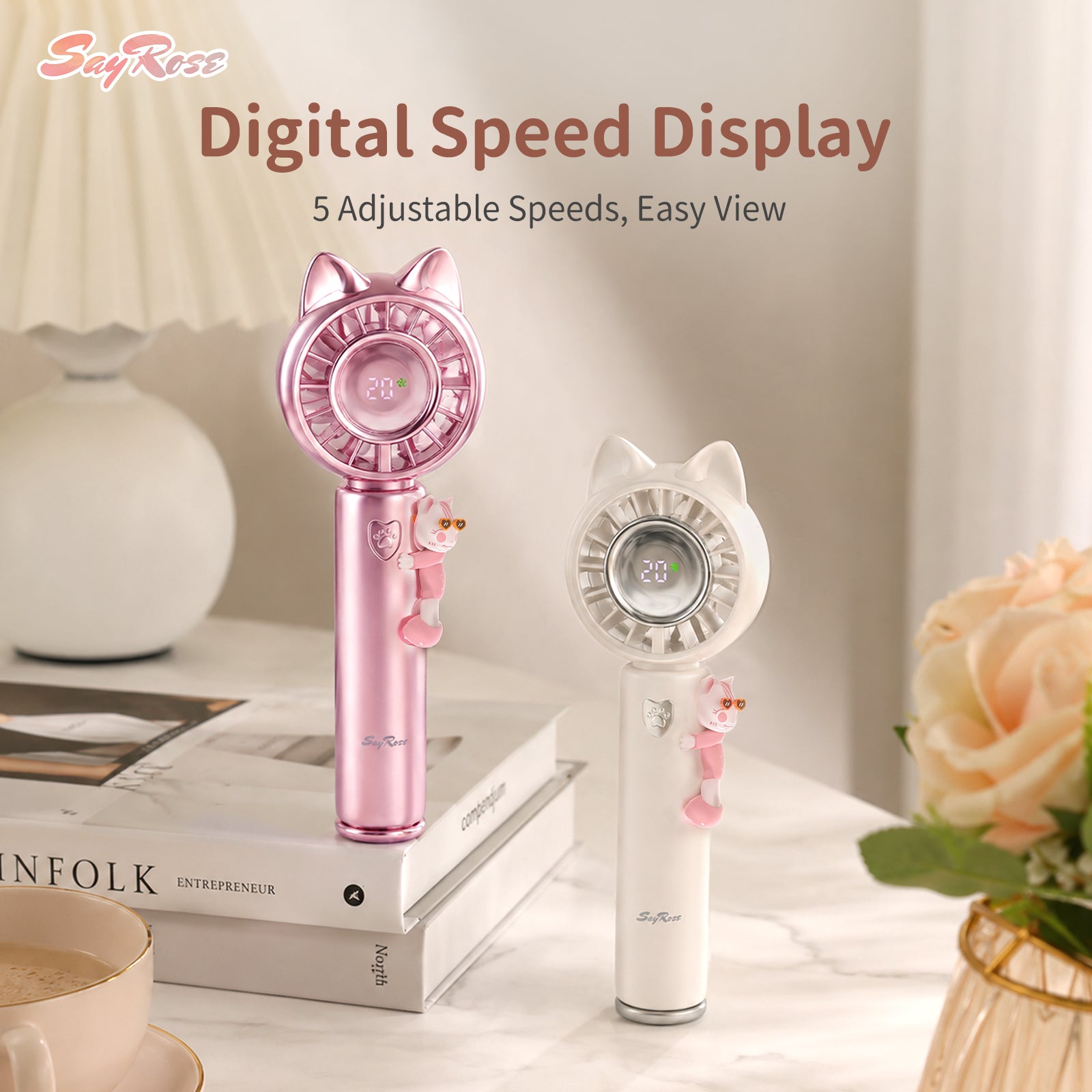 SayRose Portable Fan with digital display FS-53